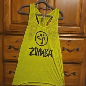 Zumba Fitness Neon Yellow Green Relaxed Tank Top